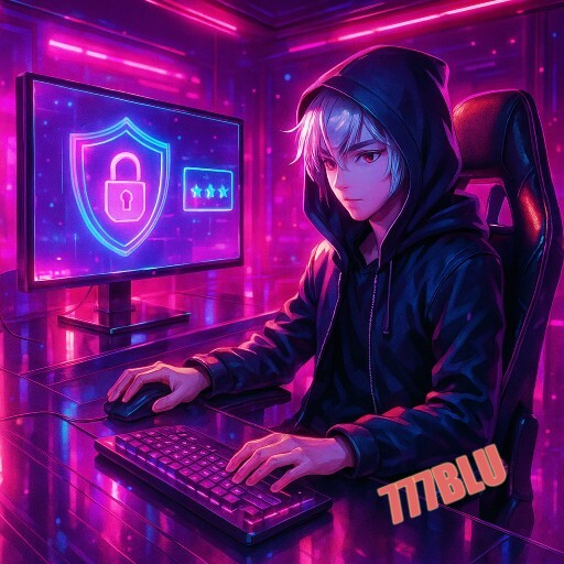 Imagem promocional da 777BLU ressaltando login ágil e plataforma protegida